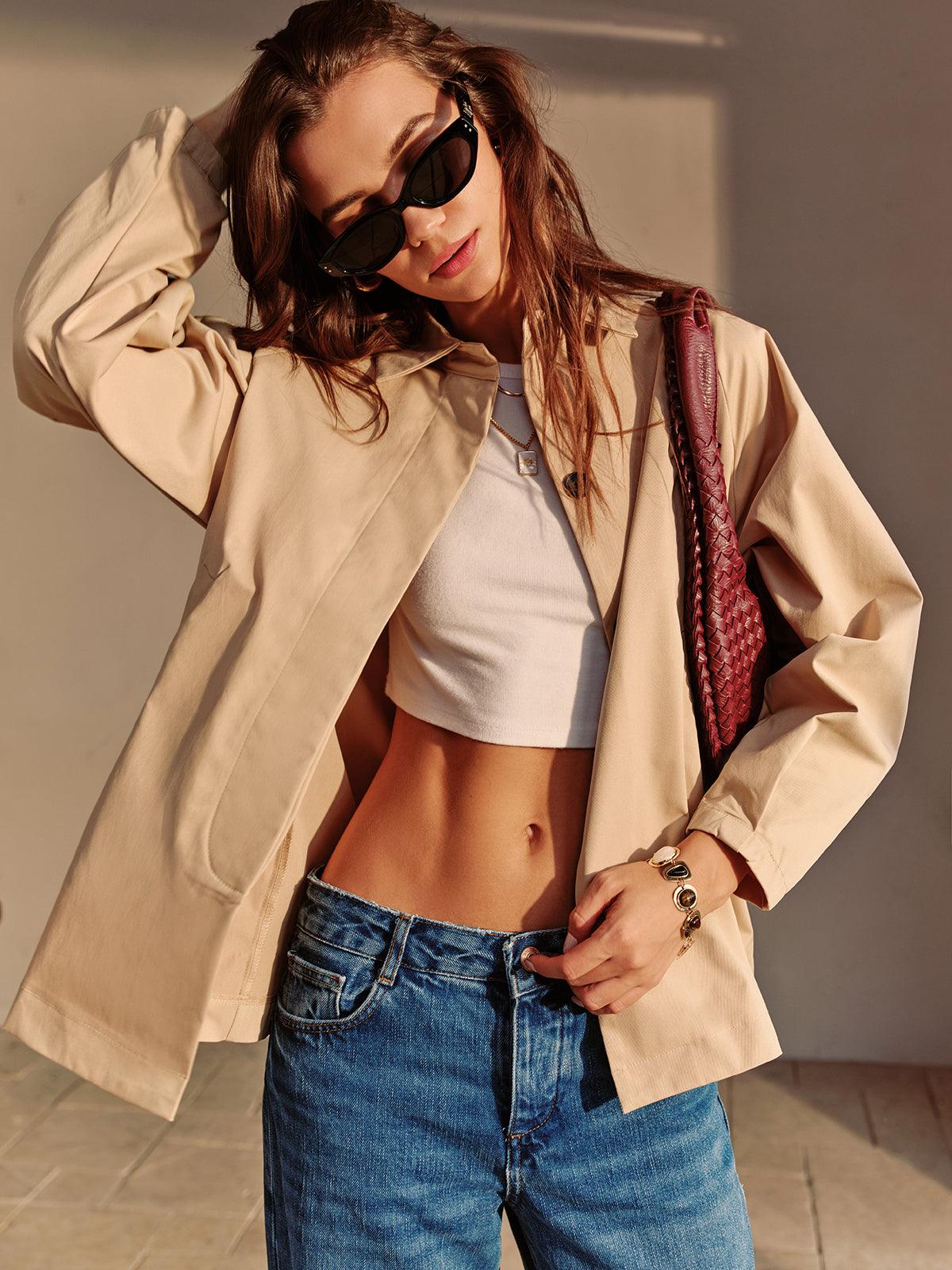 Bej Zarif Crop Ceket - Phentora