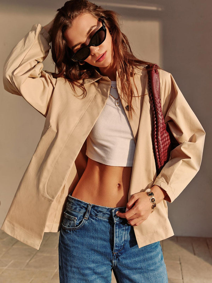Bej Zarif Crop Ceket - Phentora
