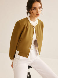 Olive Grace Ribbed Bomber Ceket - Phentora