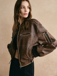 Rogue - Vintage Deri Bomber Ceket - Phentora