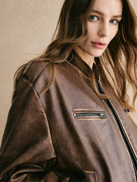Rogue - Vintage Deri Bomber Ceket - Phentora