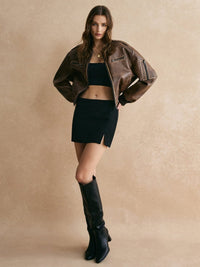 Rogue - Vintage Deri Bomber Ceket - Phentora