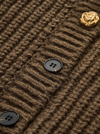 Yuvarlak Yaka Metal Detaylı Crop Hırka - Phentora