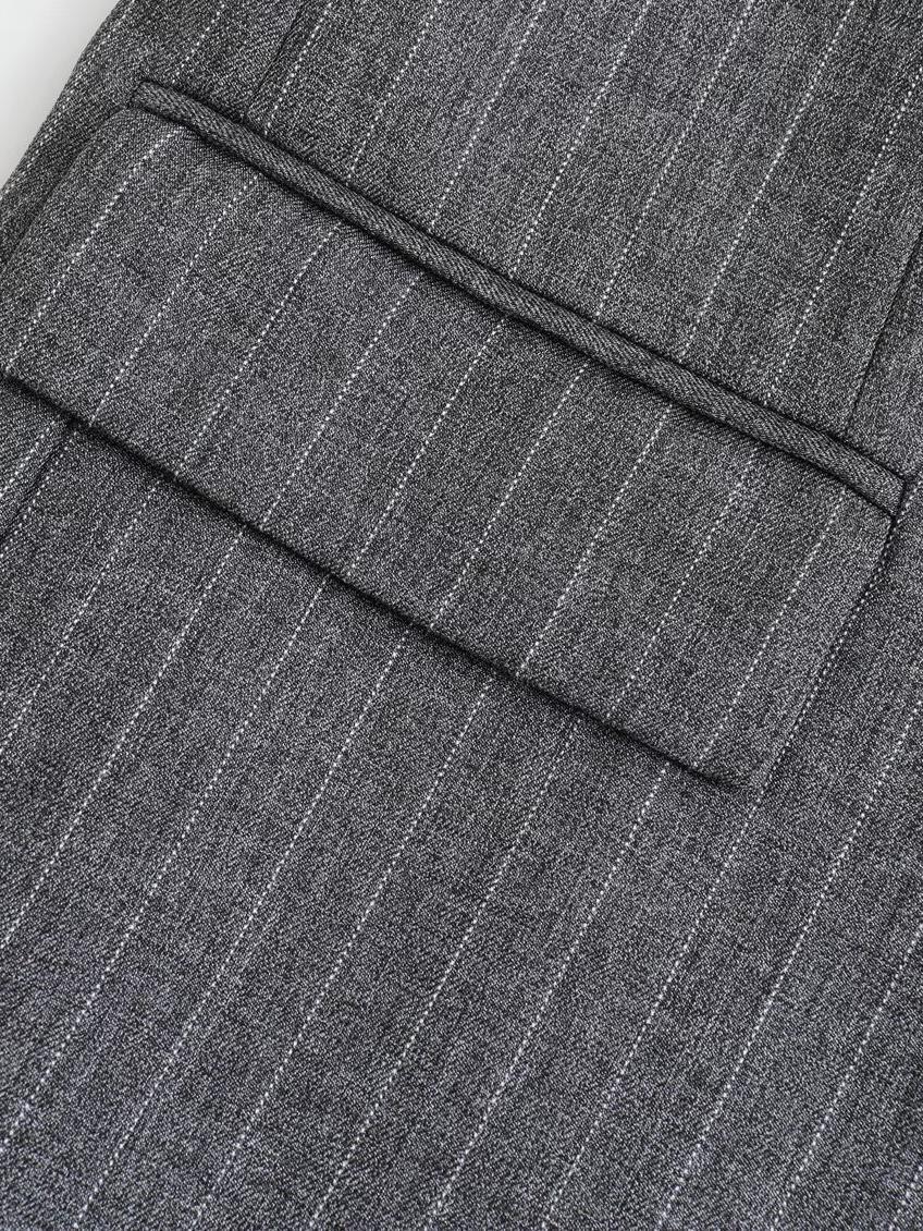 Gri Çizgili Bol Kesim Blazer Ceket - Phentora