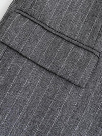 Gri Çizgili Bol Kesim Blazer Ceket - Phentora