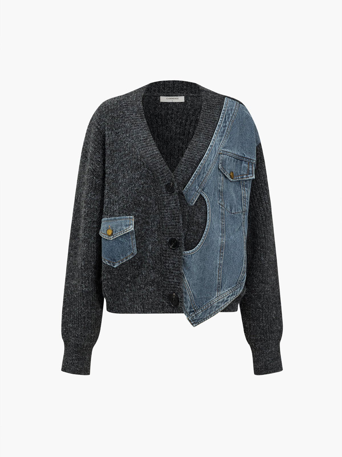 Asimetrik Patchwork Cepli Hırka - Phentora