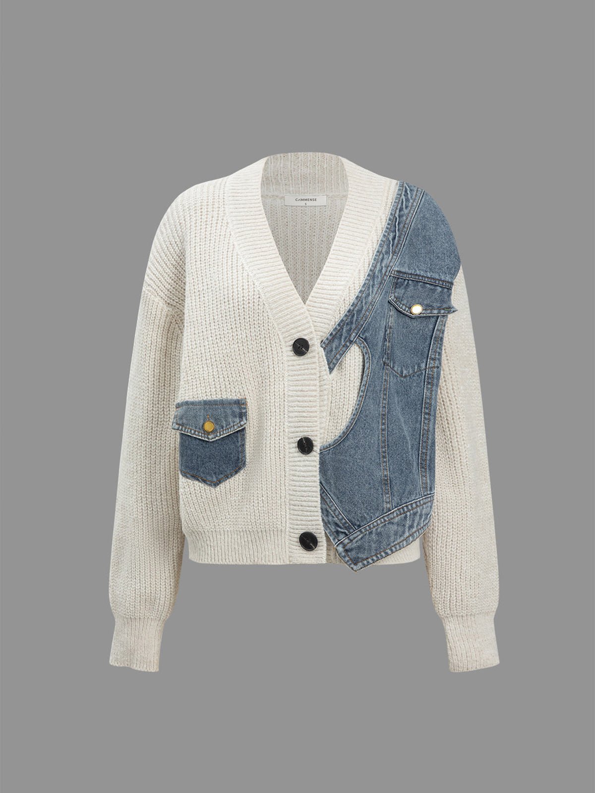 Asimetrik Patchwork Cepli Hırka - Phentora