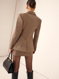 Klasik Elegance Ekose Blazer Ceket - Phentora