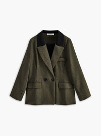 Haki Ekose Desenli Blazer Ceket - Phentora