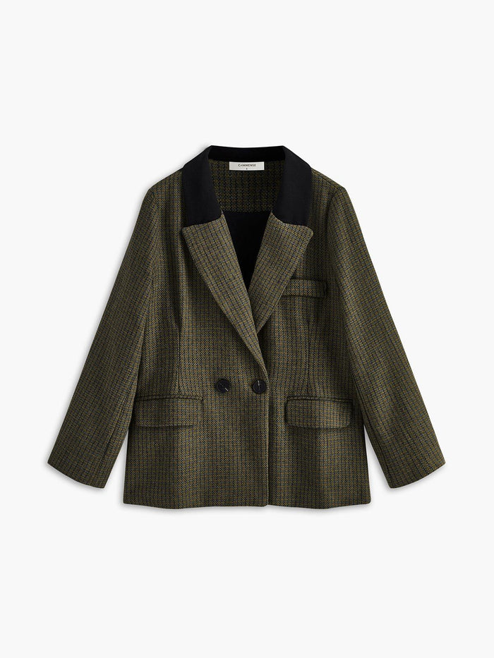 Haki Ekose Desenli Blazer Ceket - Phentora