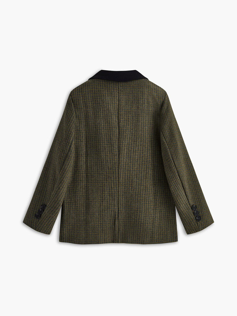 Haki Ekose Desenli Blazer Ceket - Phentora
