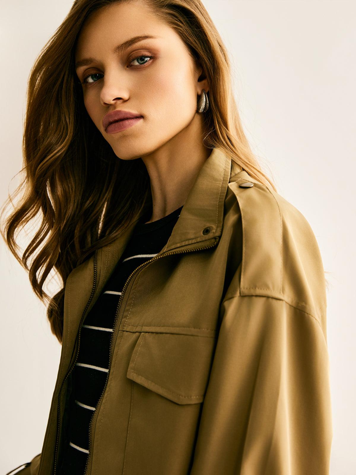 Bold Military Crop Ceket - Phentora