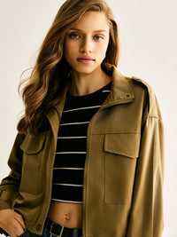 Bold Military Crop Ceket - Phentora