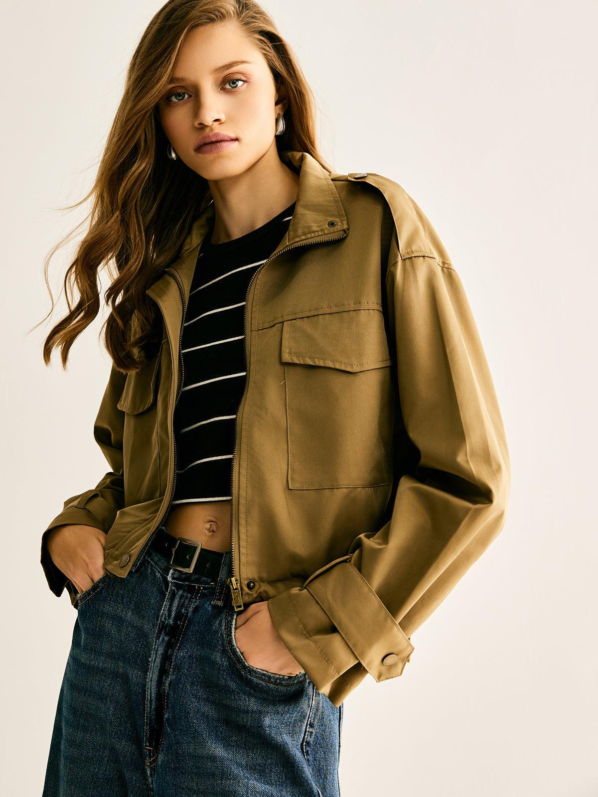 Bold Military Crop Ceket - Phentora