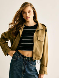 Bold Military Crop Ceket - Phentora