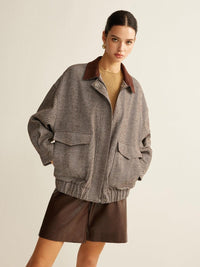 Herringbone Elegance Bol Kesim Ceket - Phentora