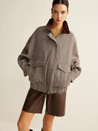 Herringbone Elegance Bol Kesim Ceket - Phentora