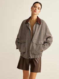Herringbone Elegance Bol Kesim Ceket - Phentora