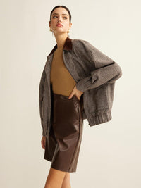 Herringbone Elegance Bol Kesim Ceket - Phentora