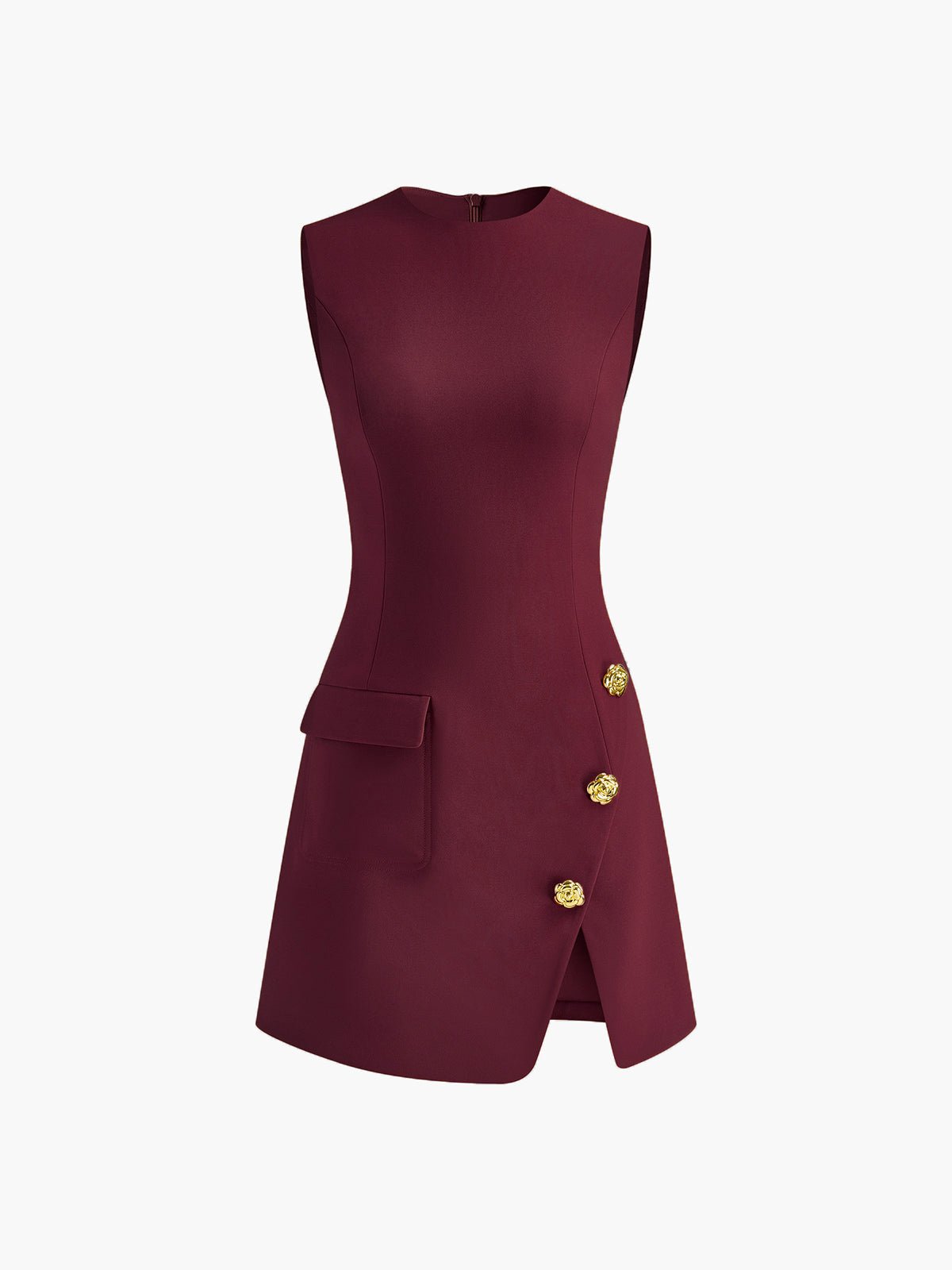 Golden Rose Düğmeli Pocket Yırtmaçlı Elbise - Phentora