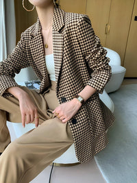 Elegance Pied - de - Poule Blazer Ceket - Phentora