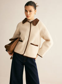 Contrast Binding Minky Ceket - Phentora