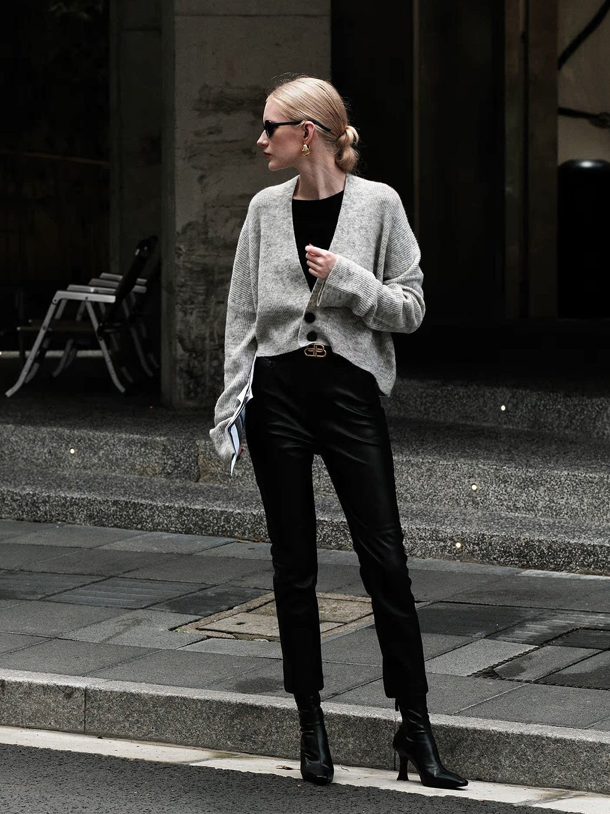 Düğmeli Slouchy Hırka - Phentora