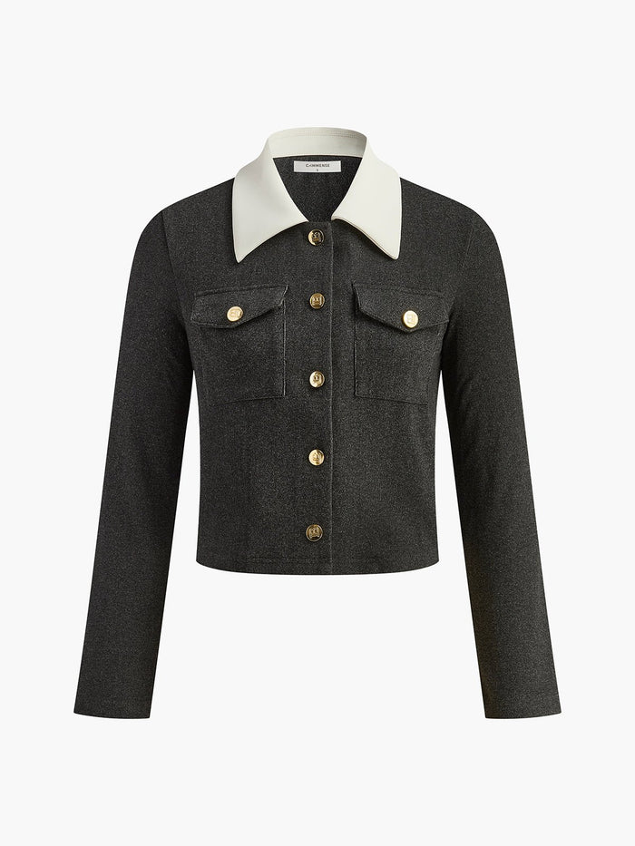 Zıt Yaka Düğmeli Küçük Beden Blazer - Phentora