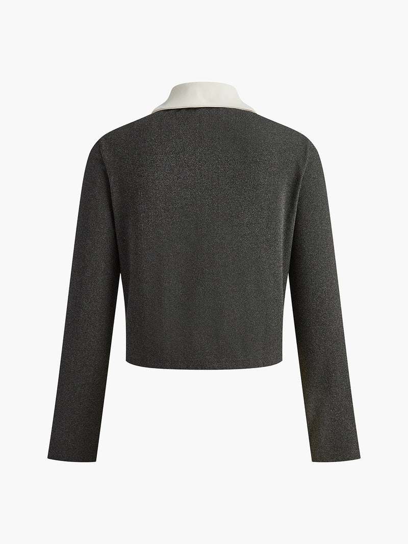 Zıt Yaka Düğmeli Küçük Beden Blazer - Phentora