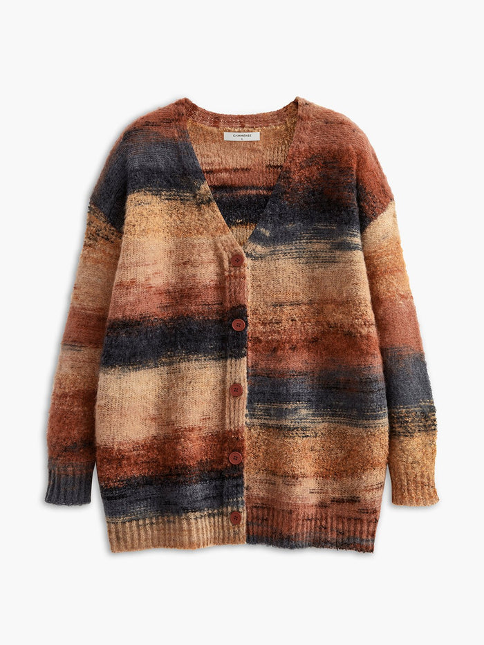 V Yaka Ombre Oversize Hırka - Phentora