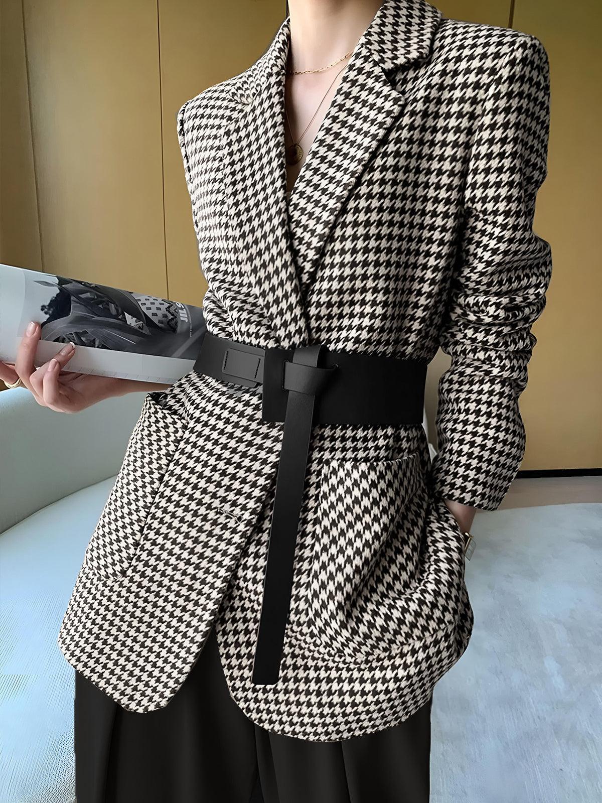 Elegance Pied - de - Poule Blazer Ceket - Phentora