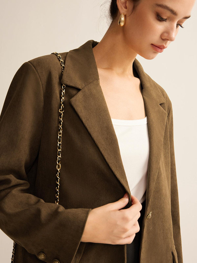 Haki Renk Bol Kesim Blazer Ceket - Phentora