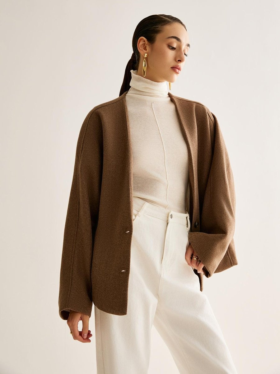 Mocha Essence Wool Ceket - Phentora
