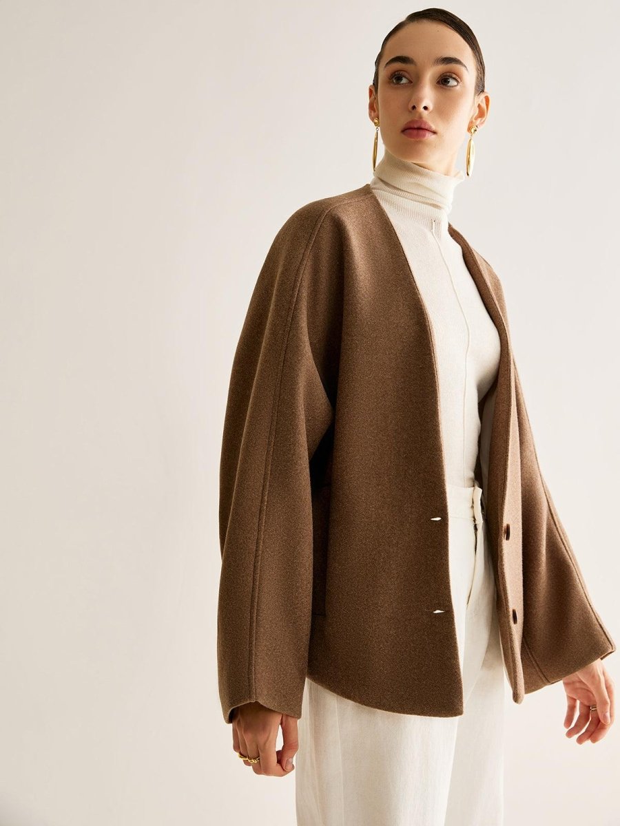 Mocha Essence Wool Ceket - Phentora