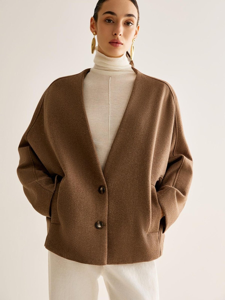 Mocha Essence Wool Ceket - Phentora
