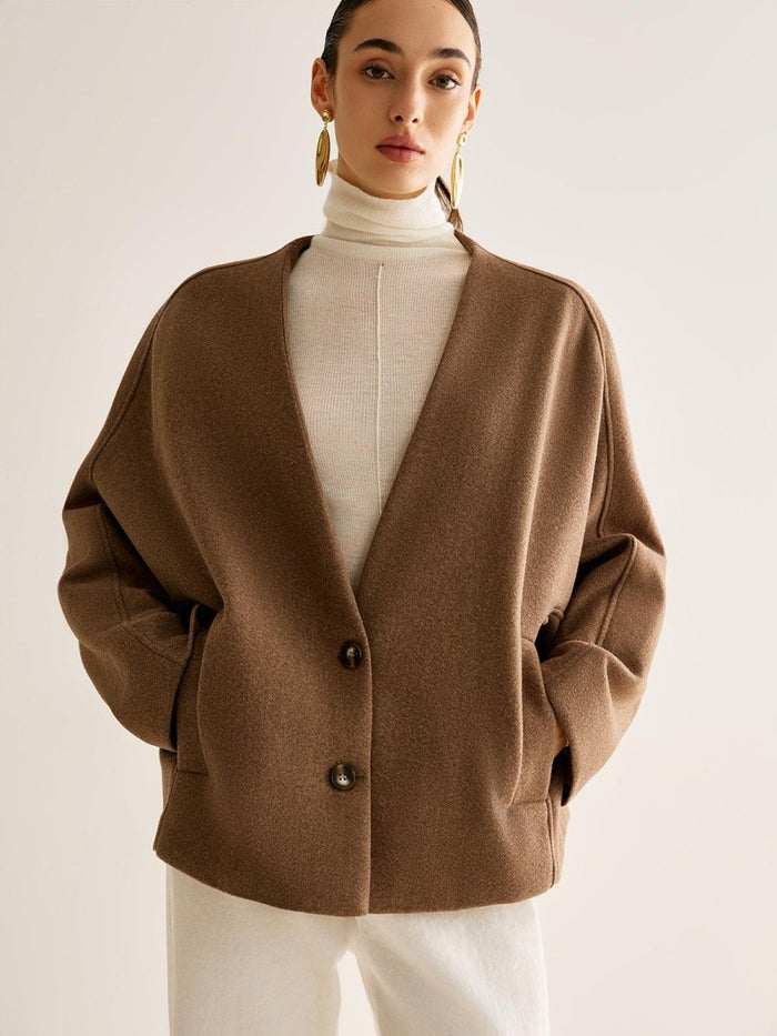 Mocha Essence Wool Ceket - Phentora