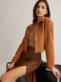 Studded Süet Crop Ceket - Phentora