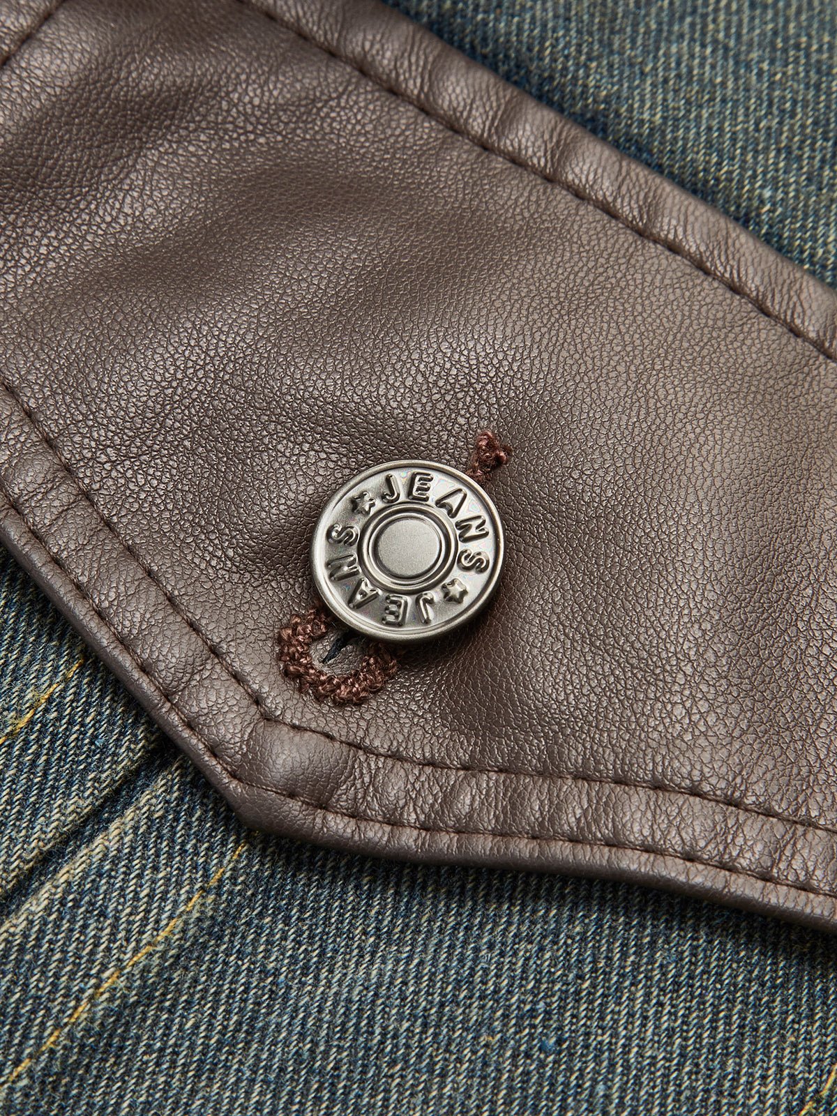 Vintage Contrast Trim Yakalı Denim Ceket - Phentora