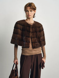 Suni Kürk Crop Plaid Cape - Phentora