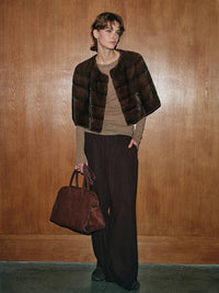 Suni Kürk Crop Plaid Cape - Phentora