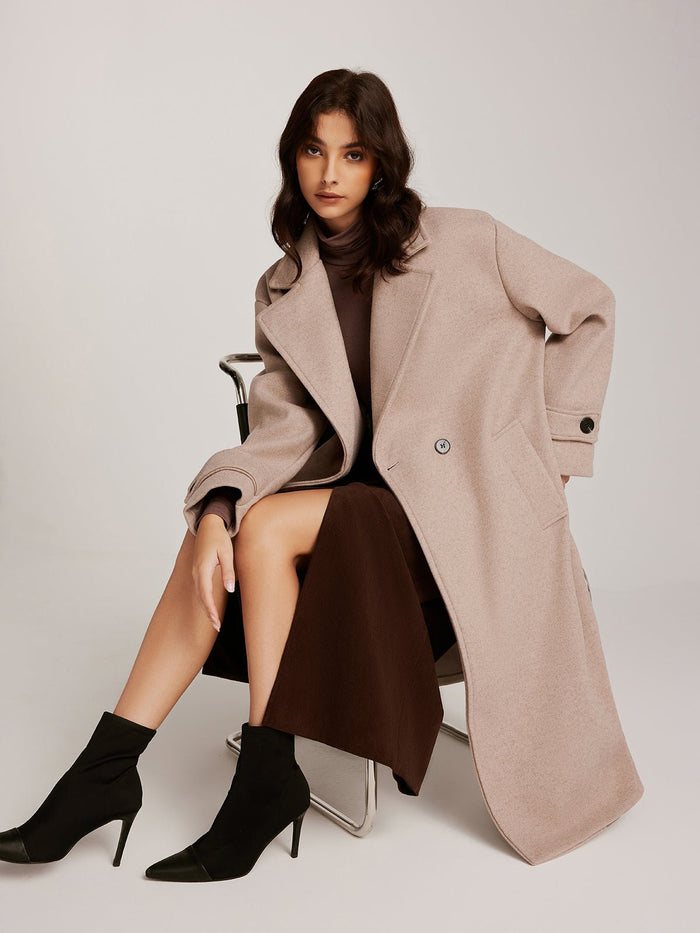 Düz Düğmeli Tweed Sıcak Kaban - Phentora