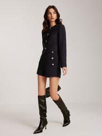 Düğmeli Kısa Tweed Blazer - Phentora