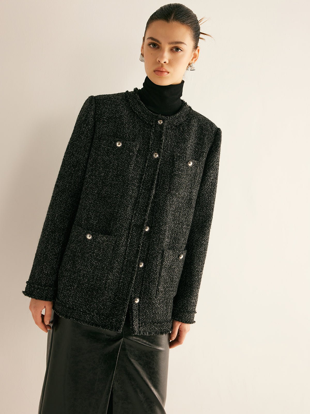 Yün Karışımlı Çok Amaçlı Tweed Ceket - Phentora