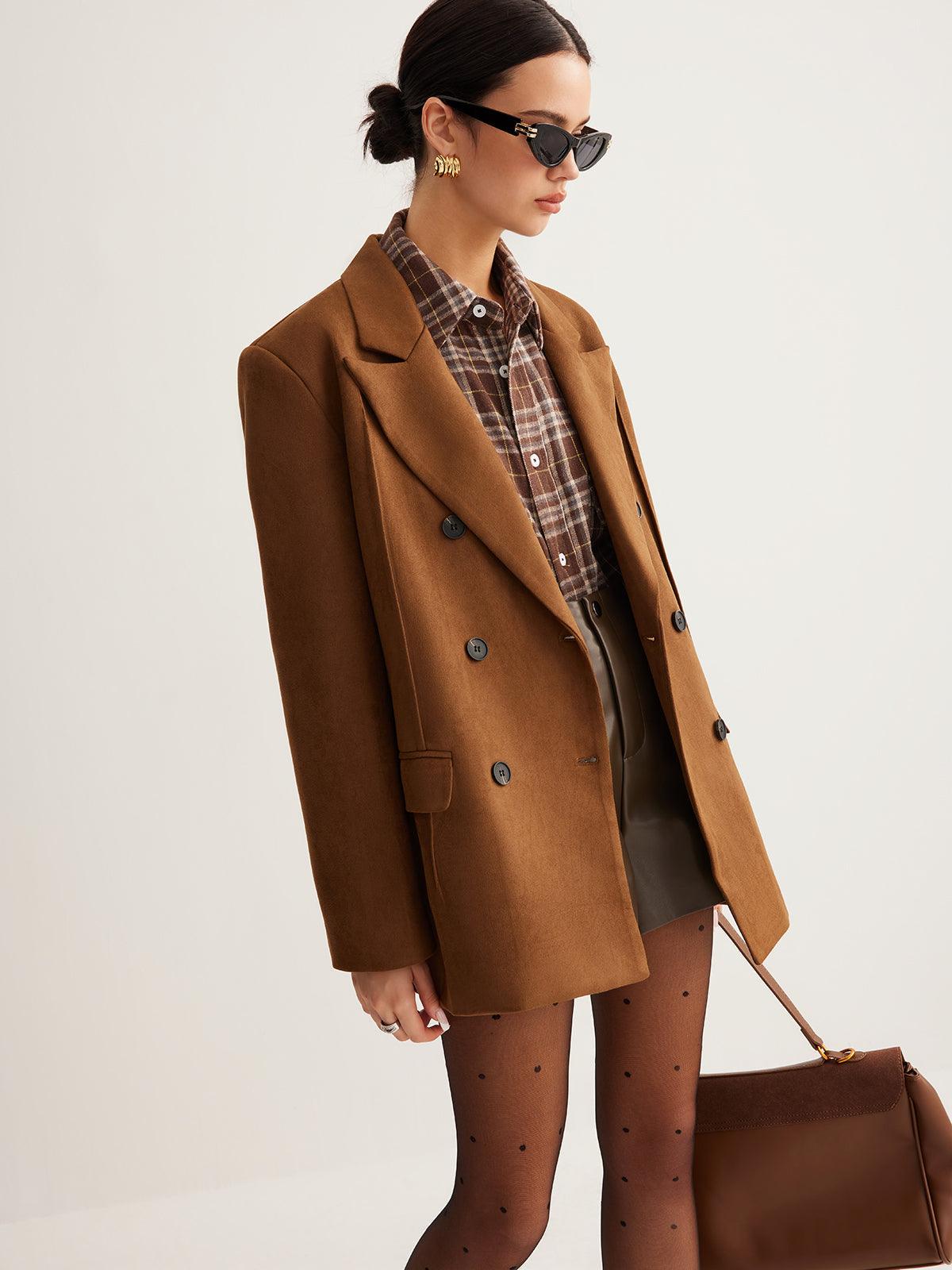 Vintage Caramel Kruvaze Ceket - Phentora