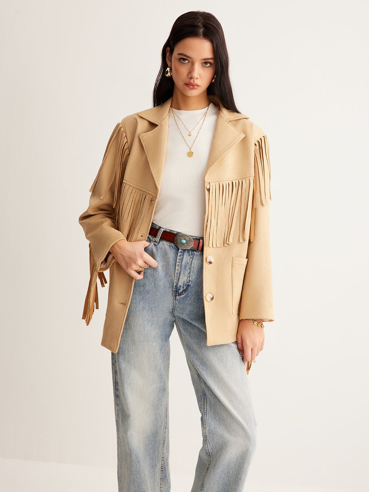 Boheme Püskül Süet Blazer - Phentora