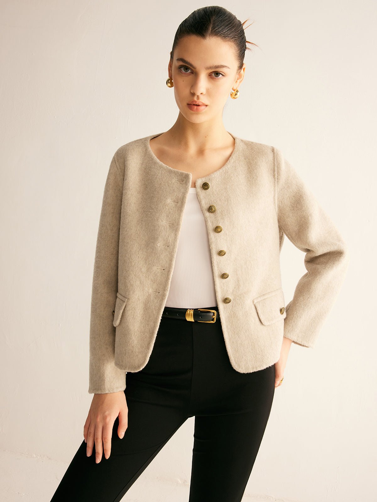 Yün Karışımlı Şık Düğmeli Blazer - Phentora