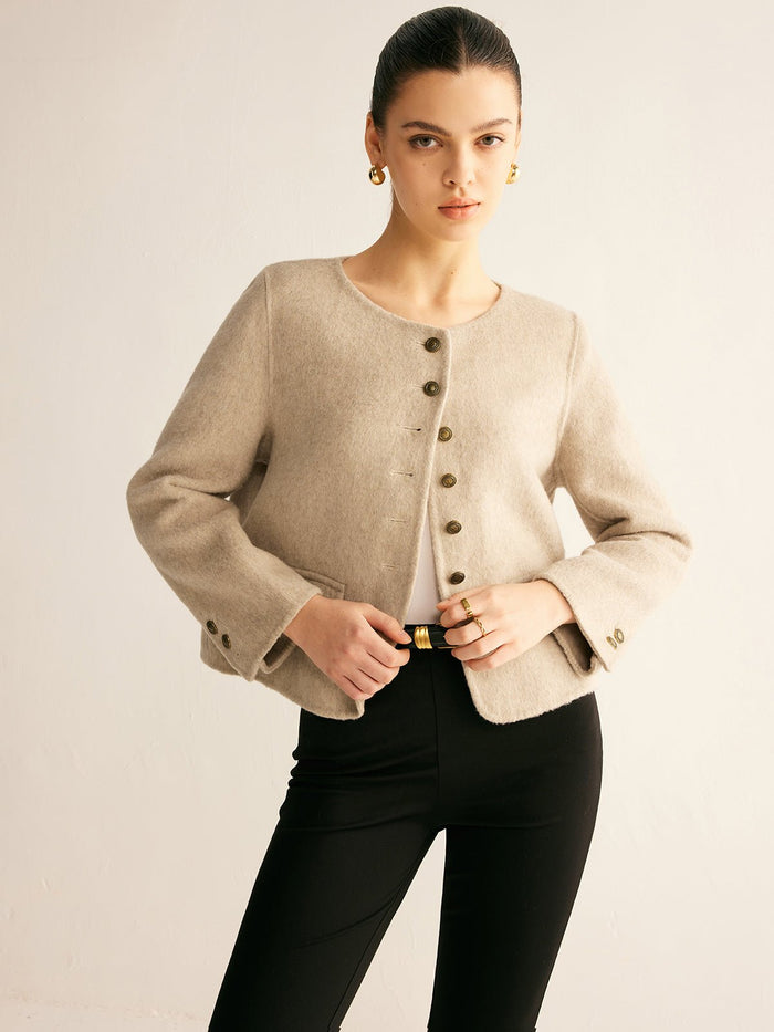 Yün Karışımlı Şık Düğmeli Blazer - Phentora