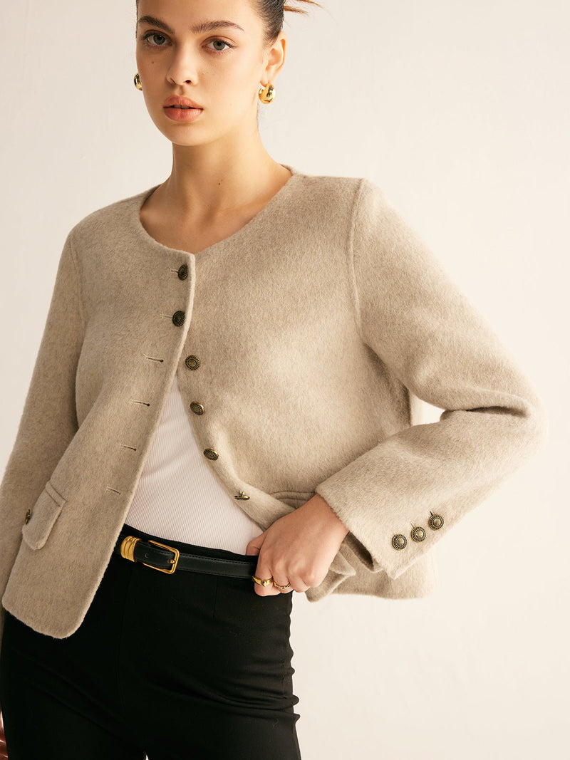 Yün Karışımlı Şık Düğmeli Blazer - Phentora