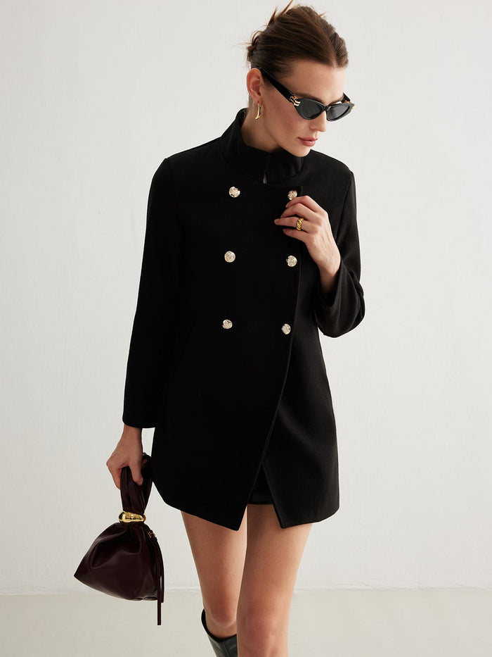 Düz Düğmeli Dik Yaka Blazer - Phentora