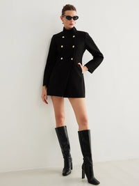 Düz Düğmeli Dik Yaka Blazer - Phentora